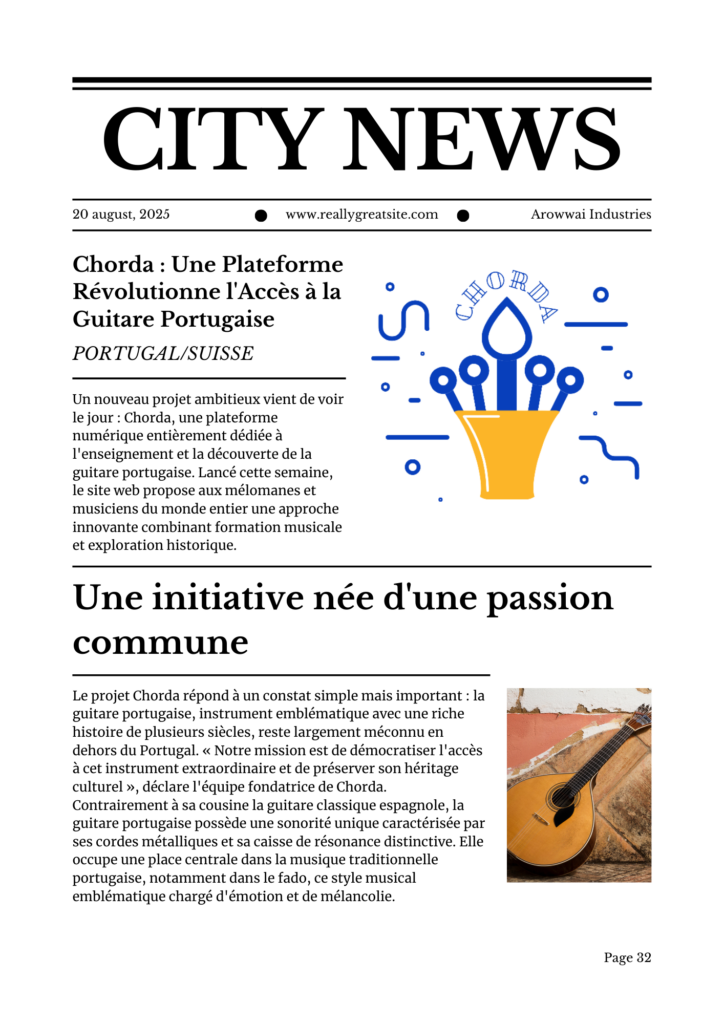 À propos - Chorda. Article de journal.